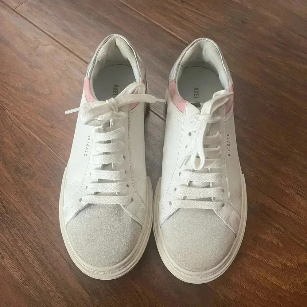 Axel Arigato Distressed Sneakers- White leather, with gray suede- Size 7.5